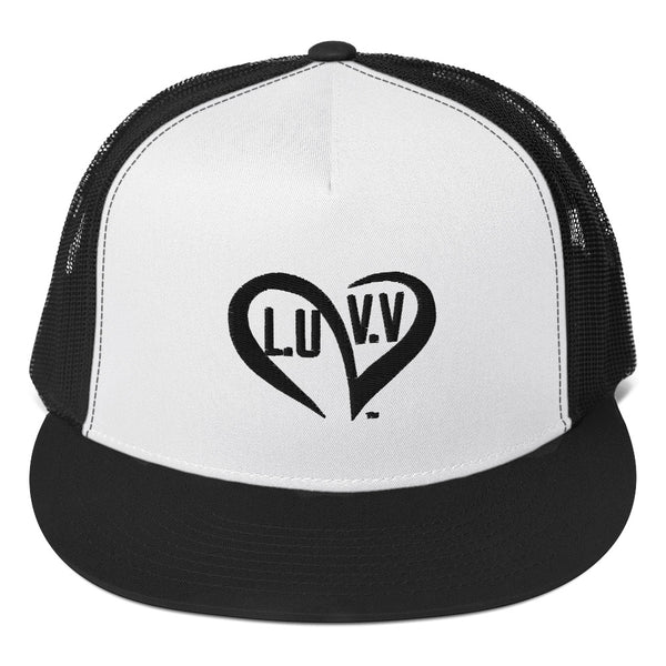 Black L.U.V.V. logo Trucker Cap
